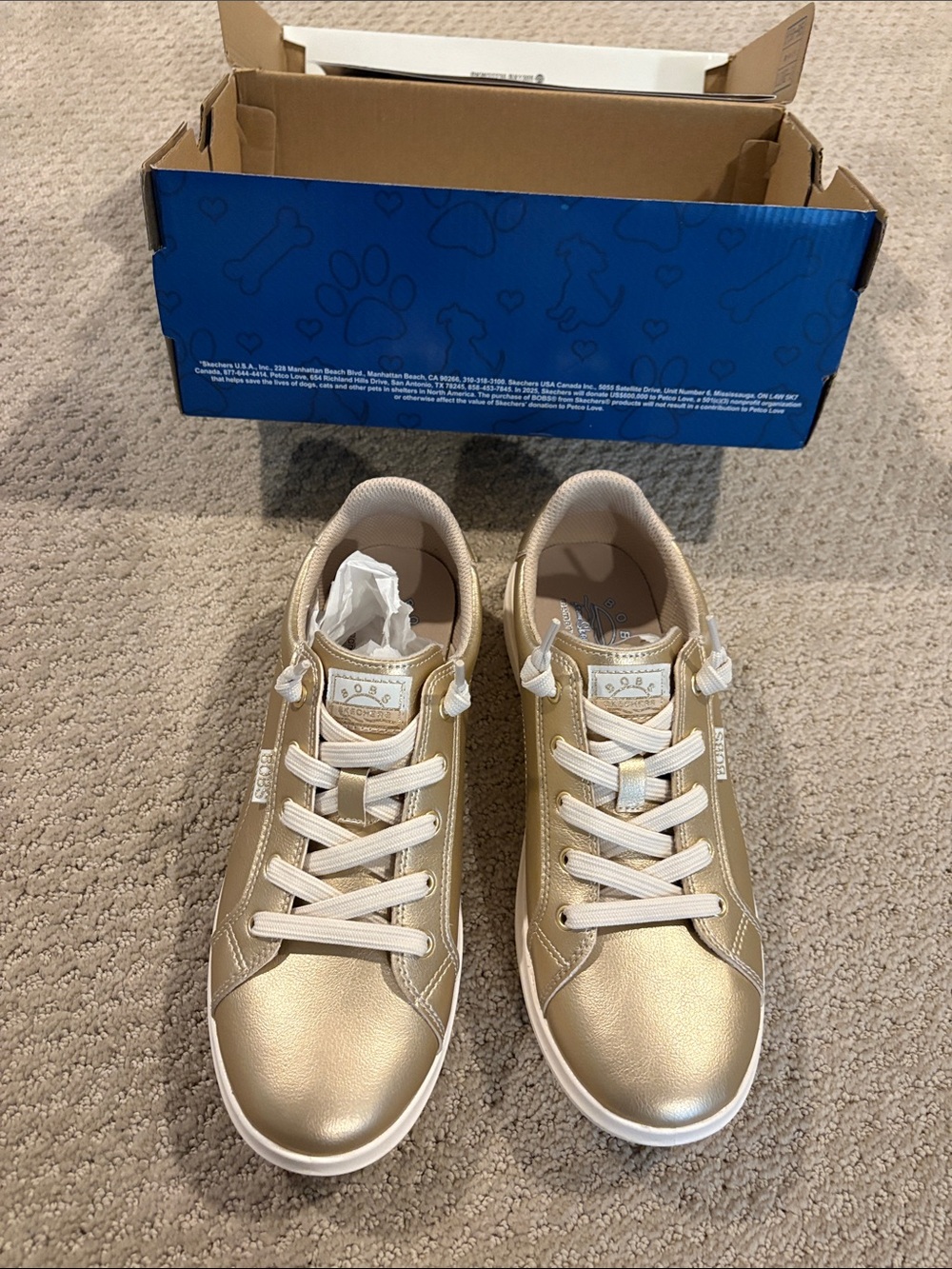BOBS from Skechers Metallic Gold Low-Top Sneakers with White Trim
